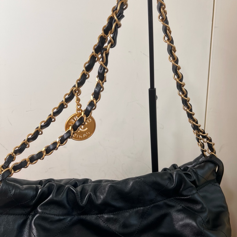 ෆ Chanel 22bag黑金垃圾袋小號-12