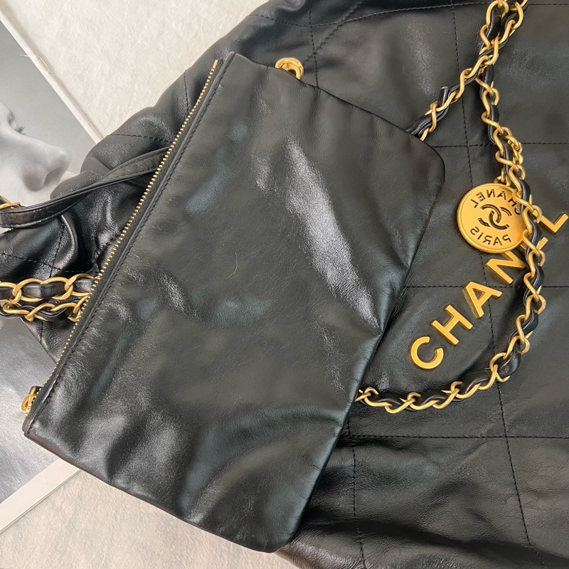 ෆ Chanel 22bag黑金垃圾袋小號-21