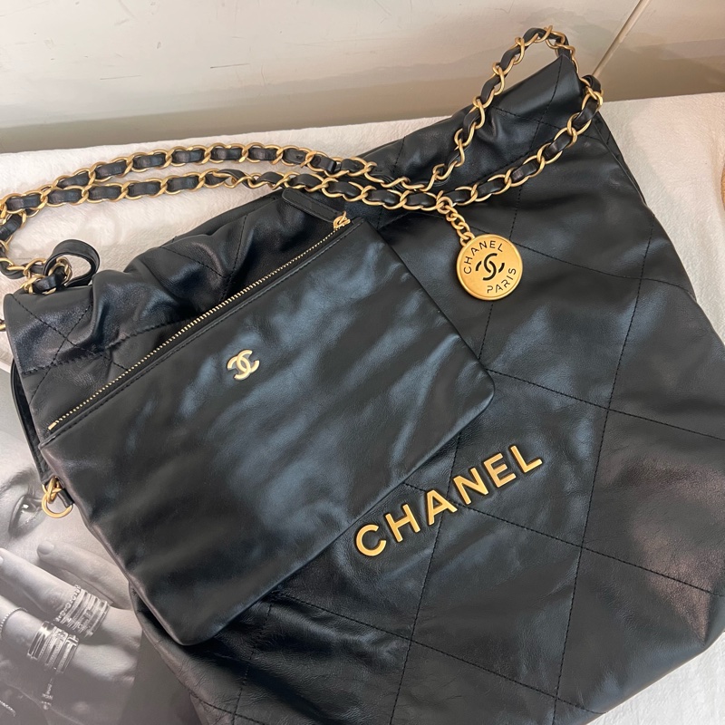 ෆ Chanel 22bag黑金垃圾袋小號-23