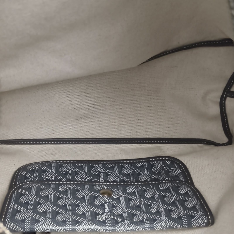 GOYARD BohemeHoboBag子母腋下包灰色PVC銀扣愛心款-4