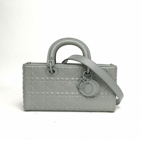 DIOR LadyD-Joy橫版戴妃包中號灰色牛皮灰扣2022