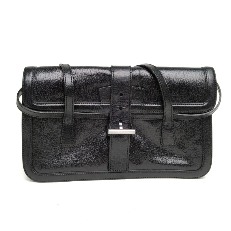 PRADA 黑色山羊皮中古雙面公文手提包-2