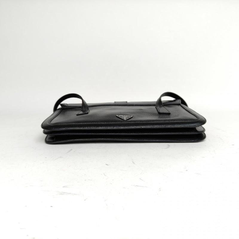 PRADA 黑色山羊皮中古雙面公文手提包-3