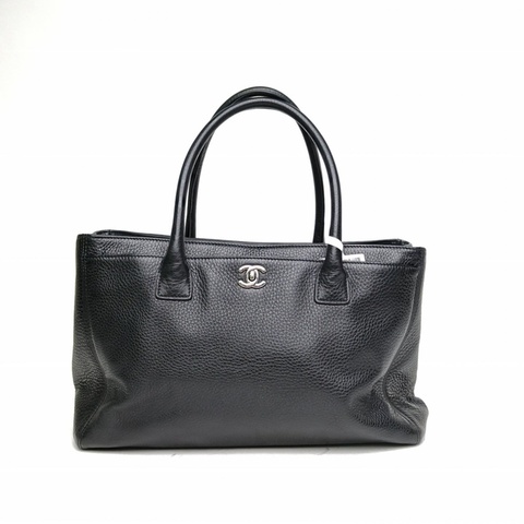 CHANEL Cerf托特包Tote大號黑色牛皮21開銀扣