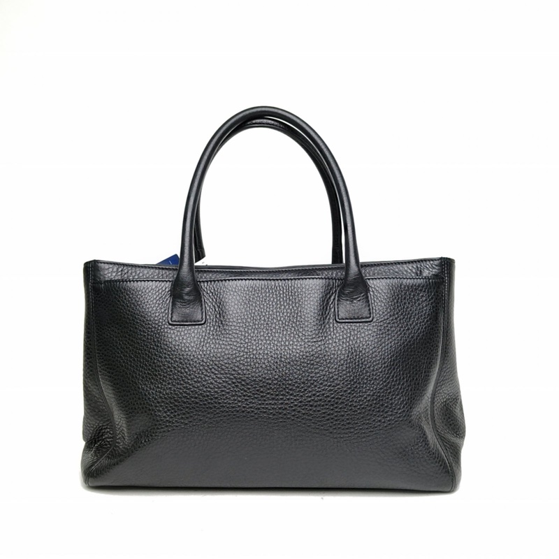 CHANEL Cerf托特包Tote大號黑色牛皮21開銀扣-2