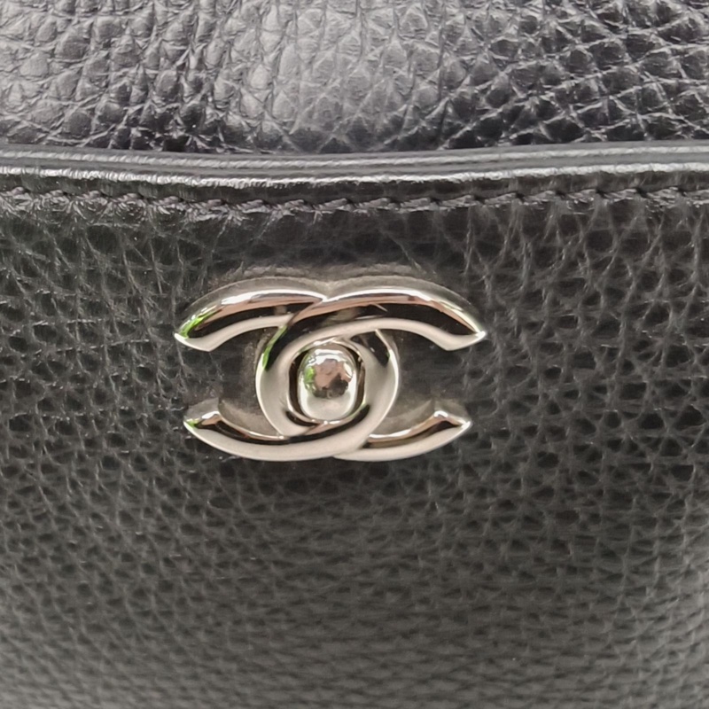 CHANEL Cerf托特包Tote大號黑色牛皮21開銀扣-4