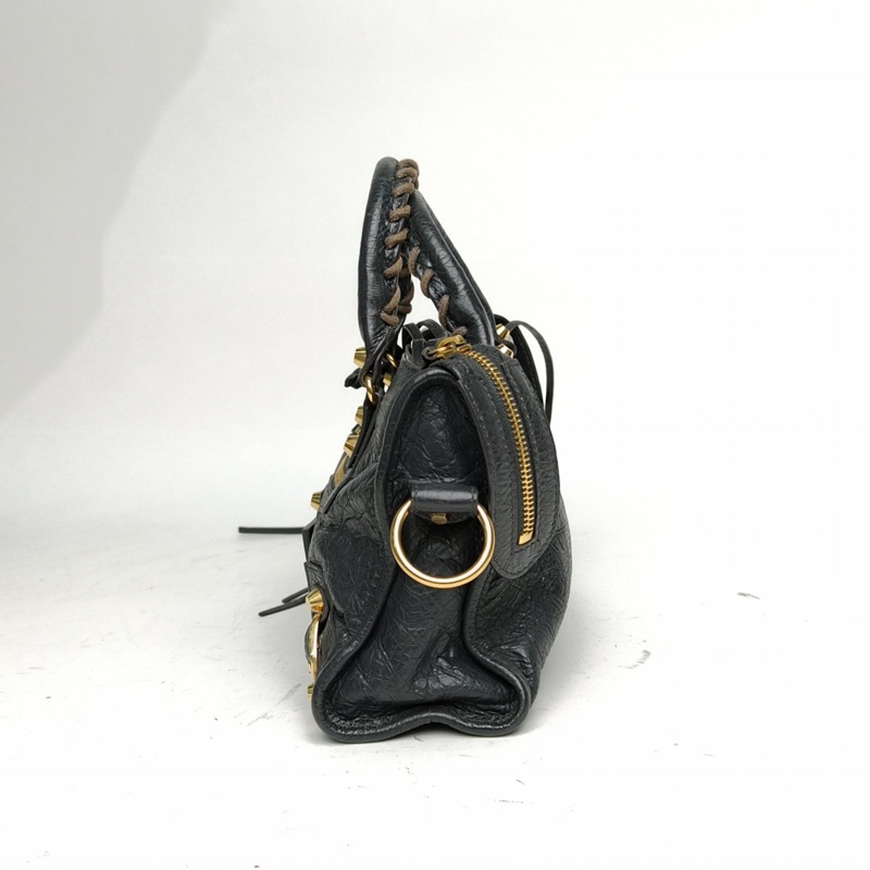 BALENCIAGA CLASSICCITY機車包Mini25深灰羊皮金扣-1