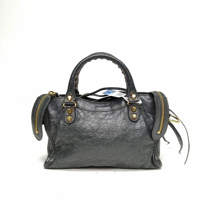 BALENCIAGA CLASSICCITY機車包Mini25深灰羊皮金扣-2