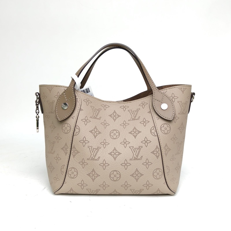 LOUIS VUITTON HINA鏤空LOGO月光女神小號灰色牛皮銀扣晶片-2