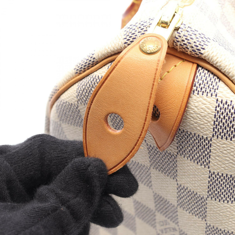 路易威登 Speedy 30 手提包 N41533 Damier Azur 帆布 白色 二手 女士 LV-5
