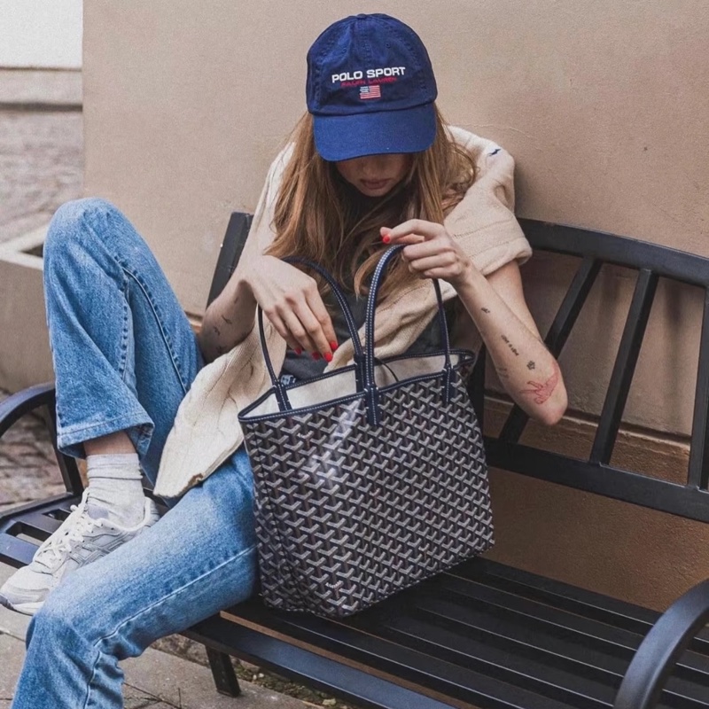 【時髦經典🪩】 Goyard Saint Louis PM 海軍藍 托特包 （代購9萬多）-2