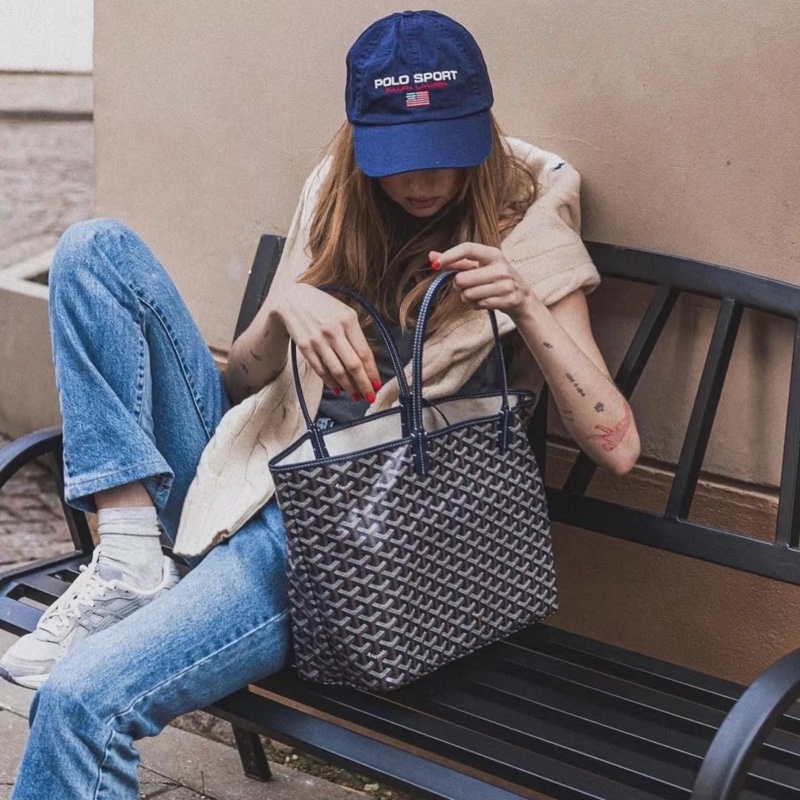 【時髦經典🪩】 Goyard Saint Louis PM 海軍藍 托特包 （代購9萬多）-16