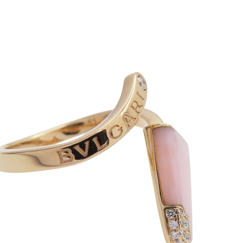 18K玫瑰金 蛋白石 鑽石 Gelati 戒指 51【BVLGARI 寶格麗】 AN858657-8