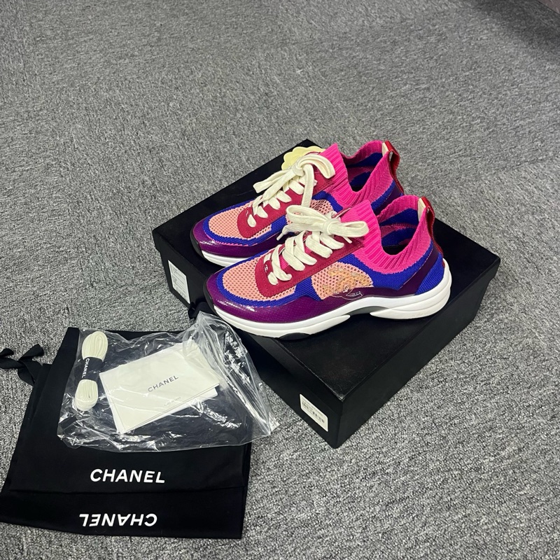 chanel香奈兒 最新款藍粉牛皮 Size:36 幾乎全新-0