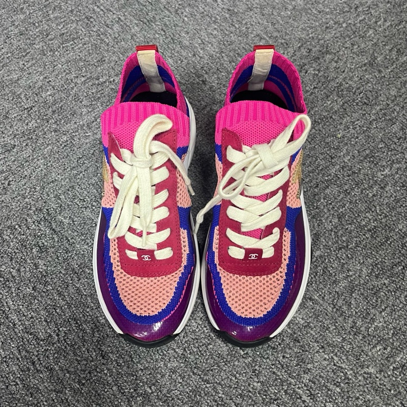 chanel香奈兒 最新款藍粉牛皮 Size:36 幾乎全新-1