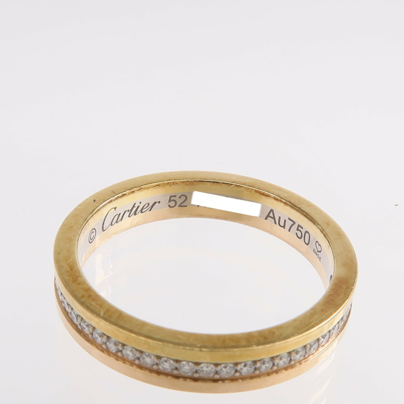 CARTIER 18K黃金/白金/玫瑰金Vendome Louis Ring鑽石戒指Cartier#52/US#6-4