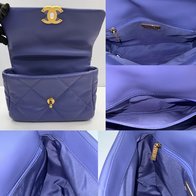 CHANEL 香奈兒 紫色CHANEL19 金銀雙色鏈斜背包 AS1160-5