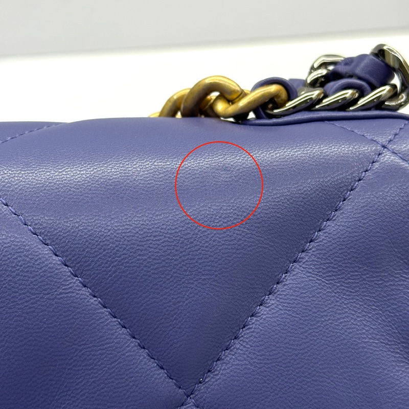 CHANEL 香奈兒 紫色CHANEL19 金銀雙色鏈斜背包 AS1160-7