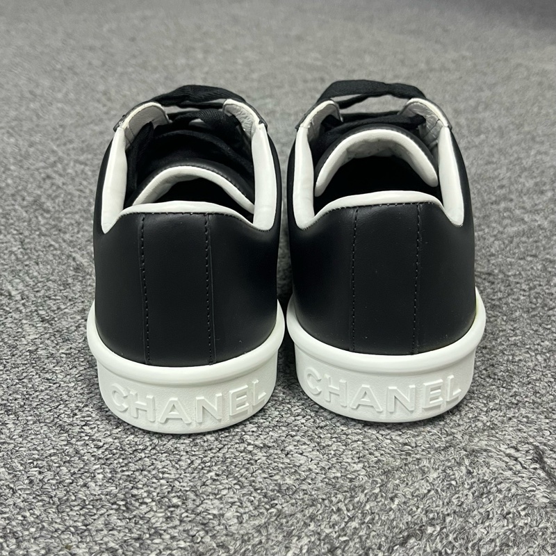 chanel香奈兒最新款黑色牛皮小牛皮低幫時尚板鞋  別Size:37 配件：帶盒-1