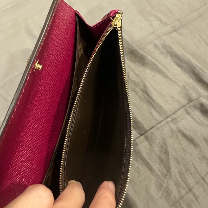 LV  發財長夾 桃紅色-8