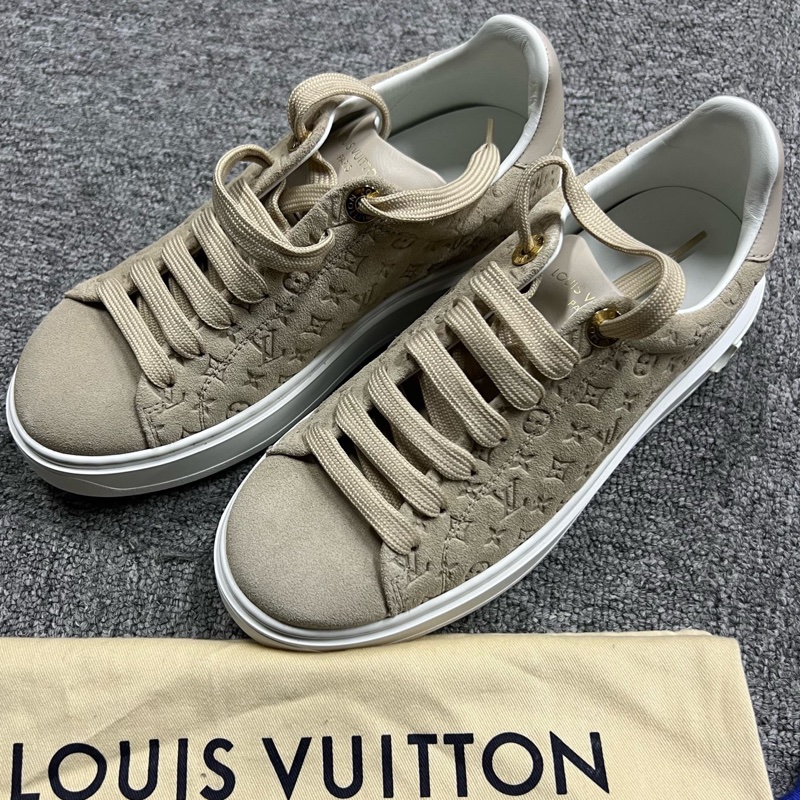 閒置未使用 louis vuitton路易威登 最新款棕色時尚圓頭低幫板鞋 Size:35附件：塵袋-0