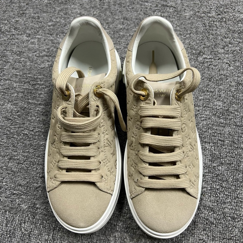 閒置未使用 louis vuitton路易威登 最新款棕色時尚圓頭低幫板鞋 Size:35附件：塵袋-1