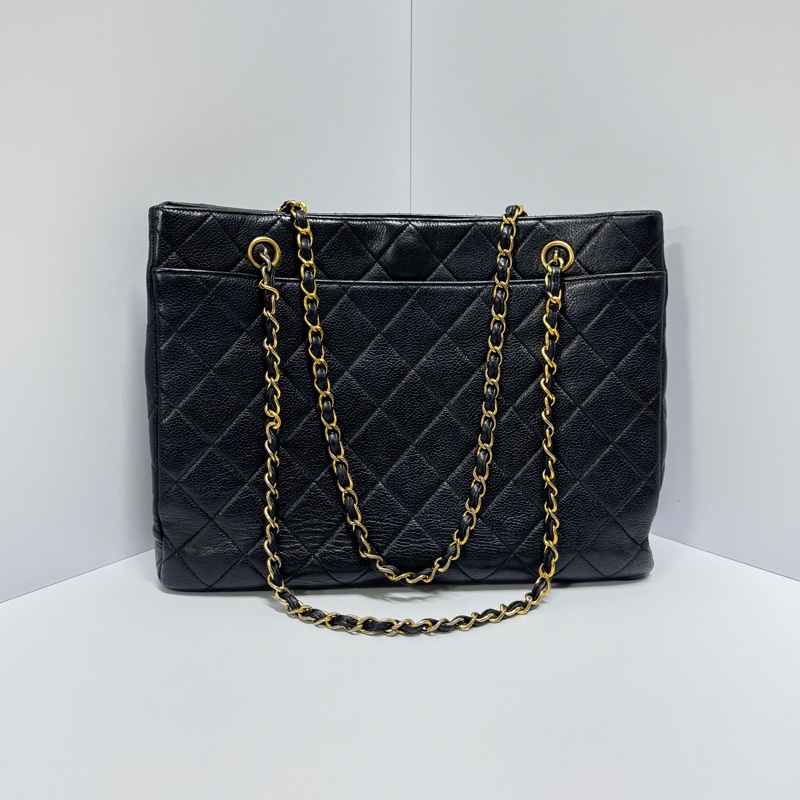 【經典超耐用🐮】 Chanel 黑金 魚子醬牛皮 肩背托特包 （專櫃27.3萬！）-1