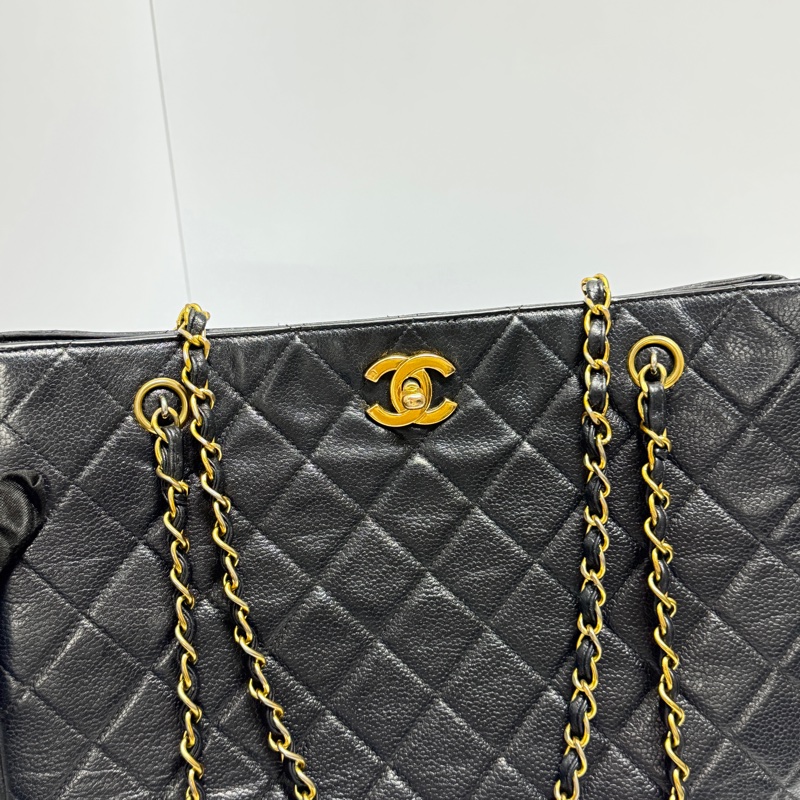 【經典超耐用🐮】 Chanel 黑金 魚子醬牛皮 肩背托特包 （專櫃27.3萬！）-2