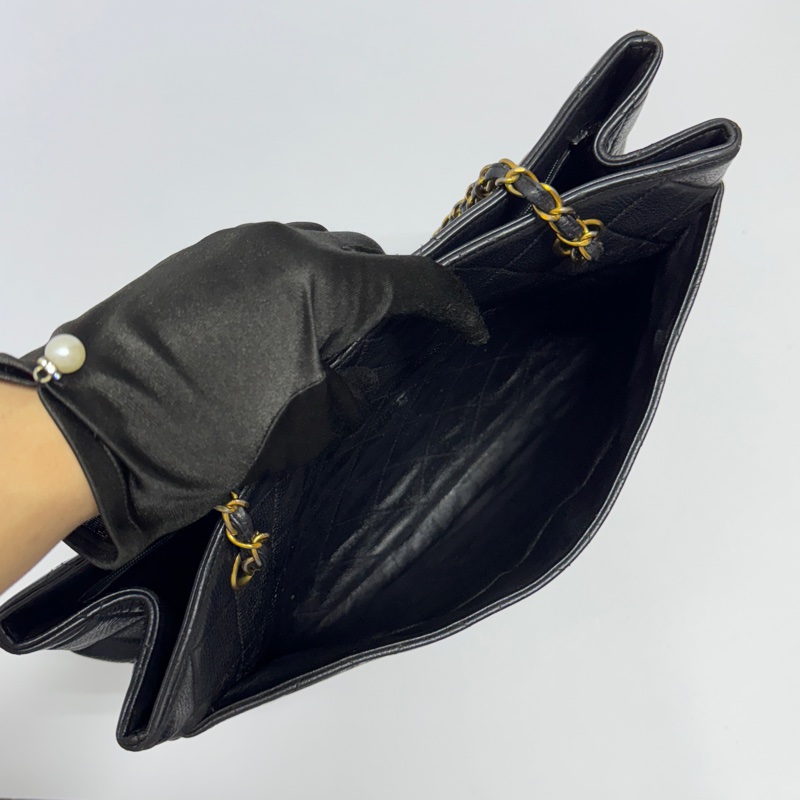 【經典超耐用🐮】 Chanel 黑金 魚子醬牛皮 肩背托特包 （專櫃27.3萬！）-9