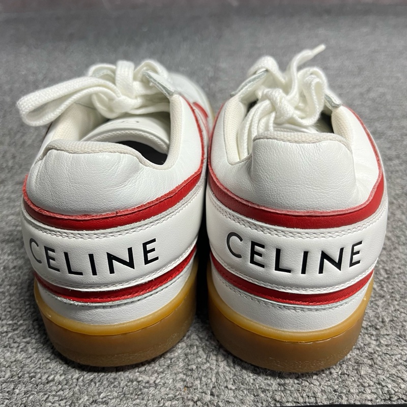 閒置未使用 celine賽琳白紅色皮革低幫系帶板鞋 Size:36 附件：塵袋-2