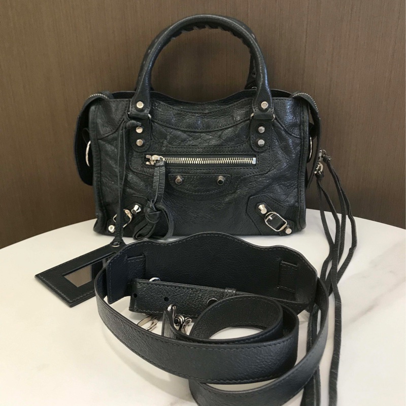 巴黎世家/Balenciaga 大象灰機車包深灰色羊皮-0