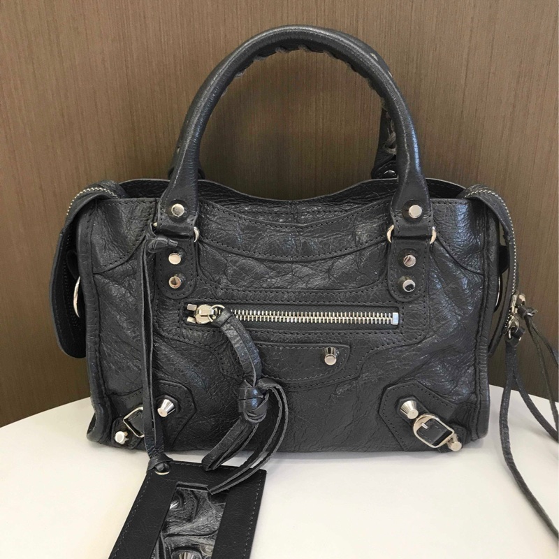 巴黎世家/Balenciaga 大象灰機車包深灰色羊皮-2