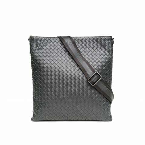 BOTTEGA VENETA 深灰牛皮編織斜挎包