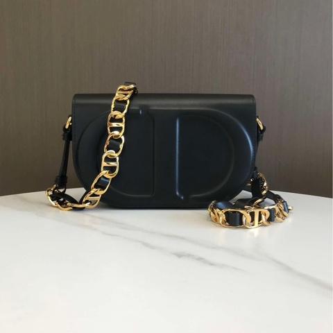 2023年新款Dior/迪奧女包CD Signature黑色光面牛皮