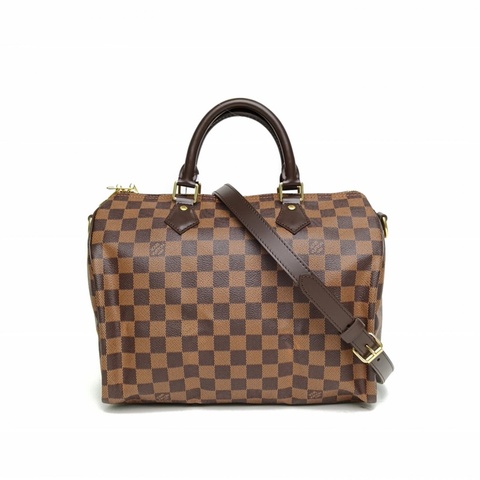 LOUIS VUITTON Speedy30配肩帶棕色棋盤格PVC2015