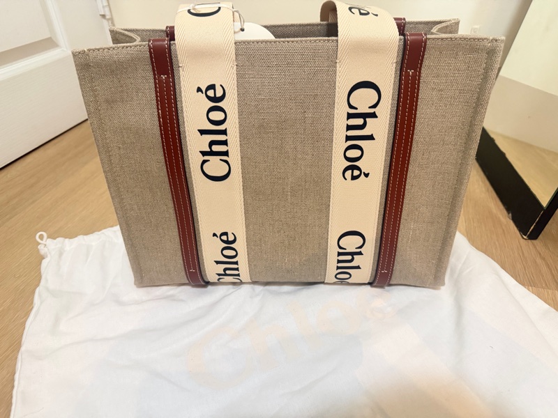 全新正品Chloe Woody 中款帆布包 托特包-0