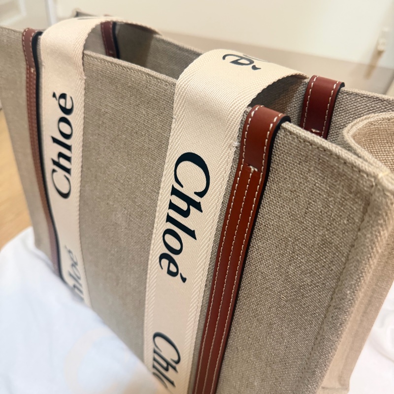 全新正品Chloe Woody 中款帆布包 托特包-3
