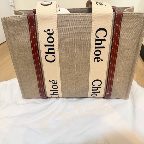 全新正品Chloe Woody 中款帆布包 托特包-5