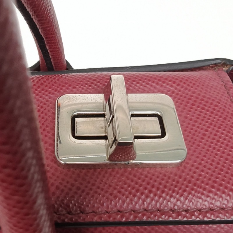 PRADA 紅色牛皮手提單肩包-4