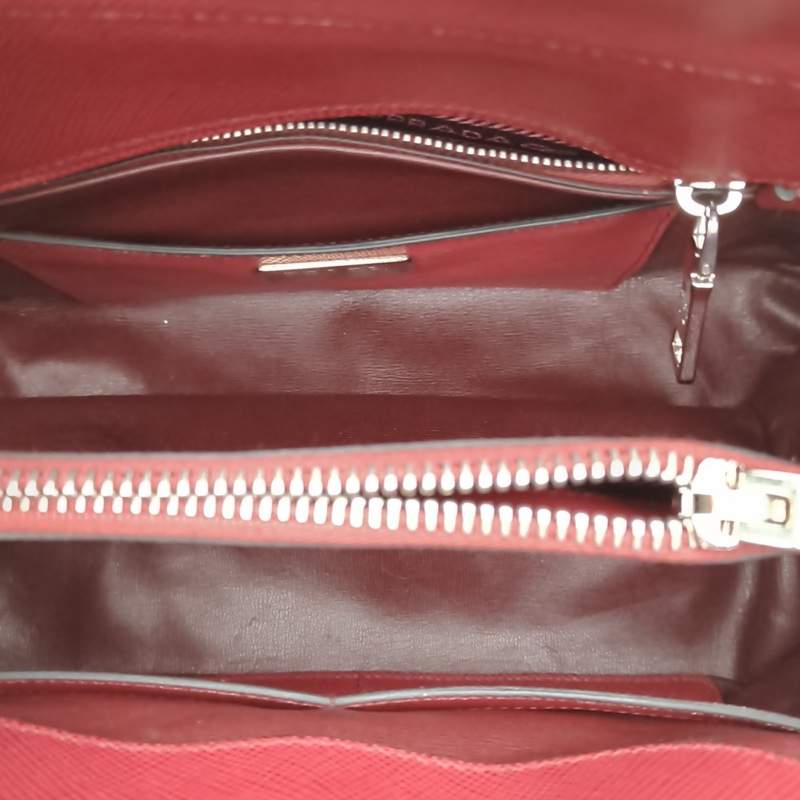 PRADA 紅色牛皮手提單肩包-5