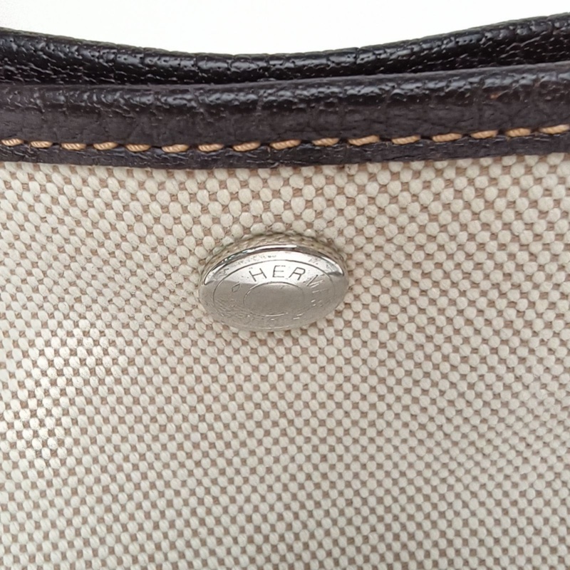 HERMES 花園包36烏木色NEGONA皮/帆布框H銀扣-4