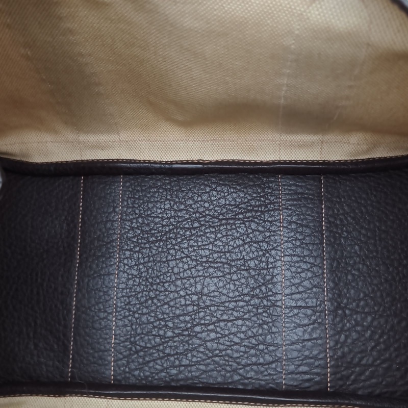 HERMES 花園包36烏木色NEGONA皮/帆布框H銀扣-5