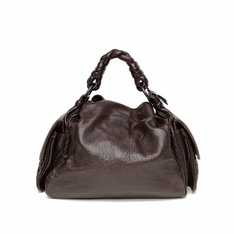 BOTTEGA VENETA 深棕色牛皮經典編織手提腋下包炸藥包