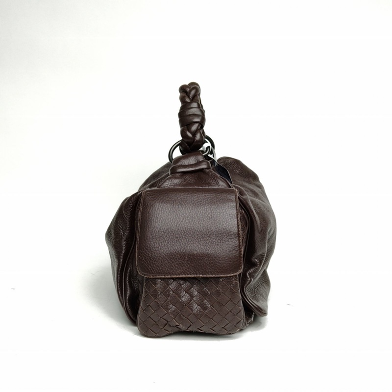BOTTEGA VENETA 深棕色牛皮經典編織手提腋下包炸藥包-1