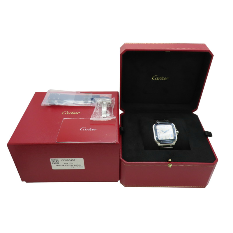 銀色錶盤 不鏽鋼 Santos de Cartier 大型款 腕錶【Cartier 卡地亞】 WSSA0047-10