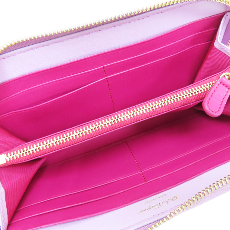 粉色 牛皮 拉鍊長夾【Salvatore Ferragamo 費拉格慕】-4