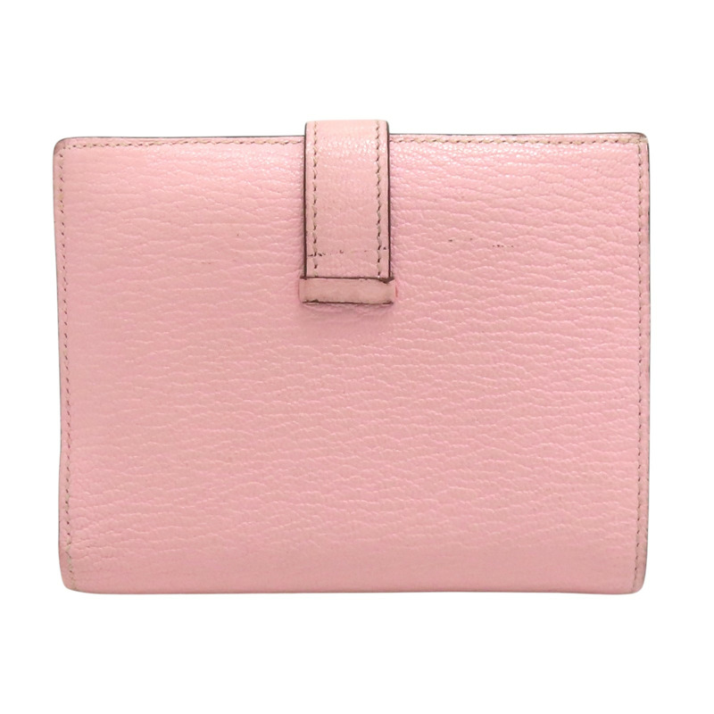 粉色 Chevre山羊皮 Bearn 兩折短夾 U刻 銀扣【HERMES 愛馬仕】 U刻/AI/005/BD-1