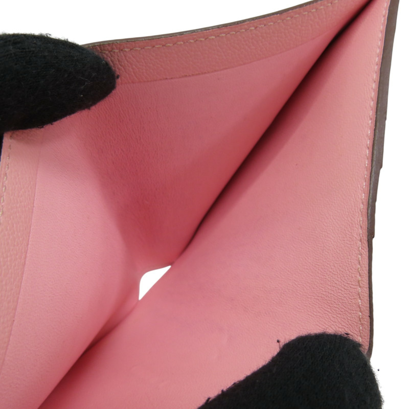 粉色 Chevre山羊皮 Bearn 兩折短夾 U刻 銀扣【HERMES 愛馬仕】 U刻/AI/005/BD-5