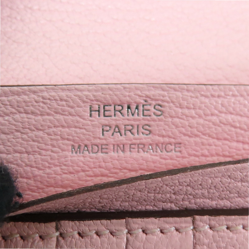 粉色 Chevre山羊皮 Bearn 兩折短夾 U刻 銀扣【HERMES 愛馬仕】 U刻/AI/005/BD-7