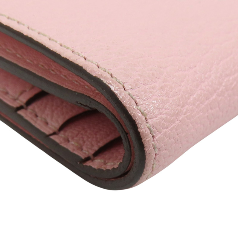 粉色 Chevre山羊皮 Bearn 兩折短夾 U刻 銀扣【HERMES 愛馬仕】 U刻/AI/005/BD-11